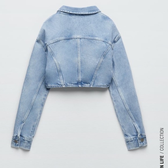 ZARA Cropped Denim Jean Jacket Size M BNWT - Picture 14 of 14